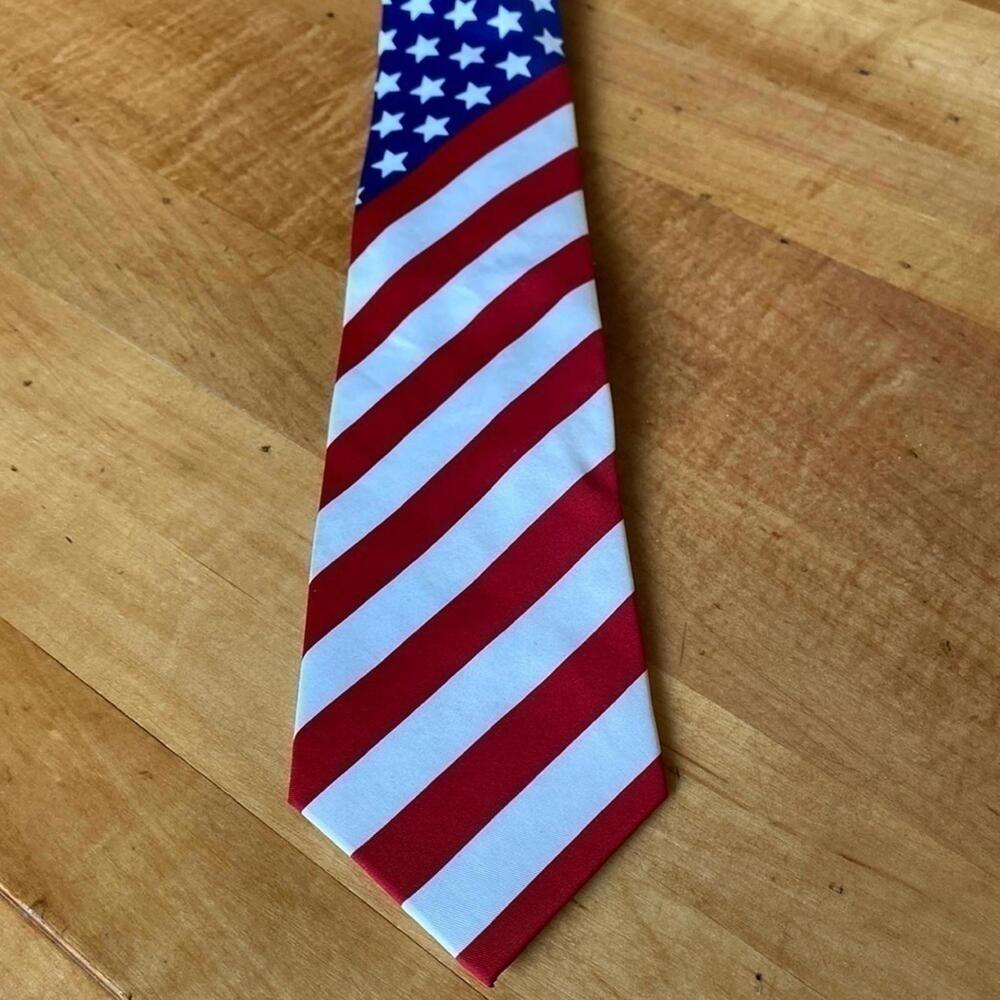 Manzini Neckwear Collection Red White and Blue Polyester Men’s Neck Tie